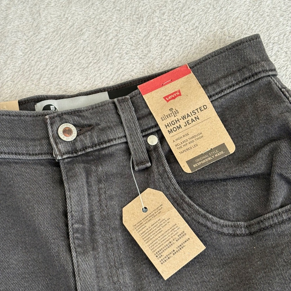 Levis SilverTab High-Waisted Mom Jeans Dark Gray Tapered Leg A3699-0001 W30 L27